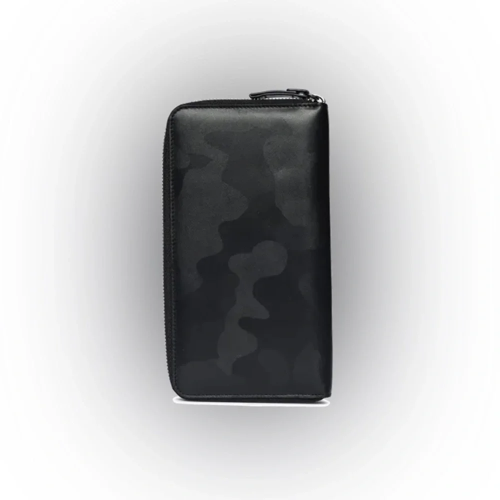 NEW Beretta Black Camo Leather Zipped Pouch Travel Wallet Bifold NIB